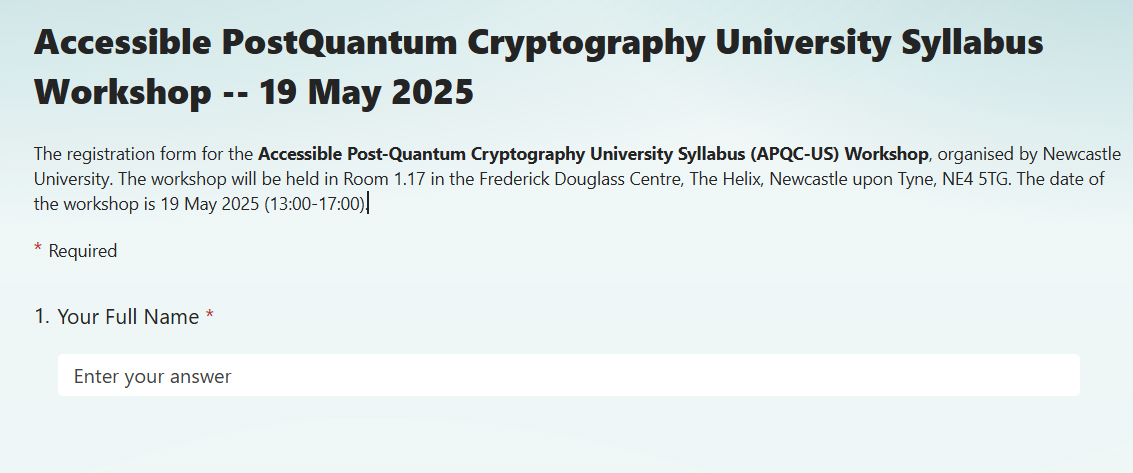 PostQuantum Cryptography University Syllabus Workshop